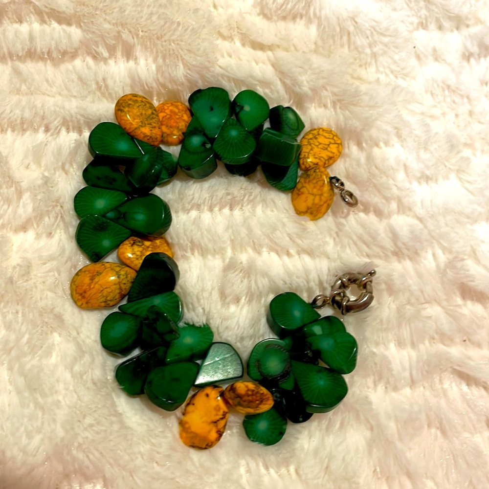 Unique Green and Yellow Stone Bracelet
